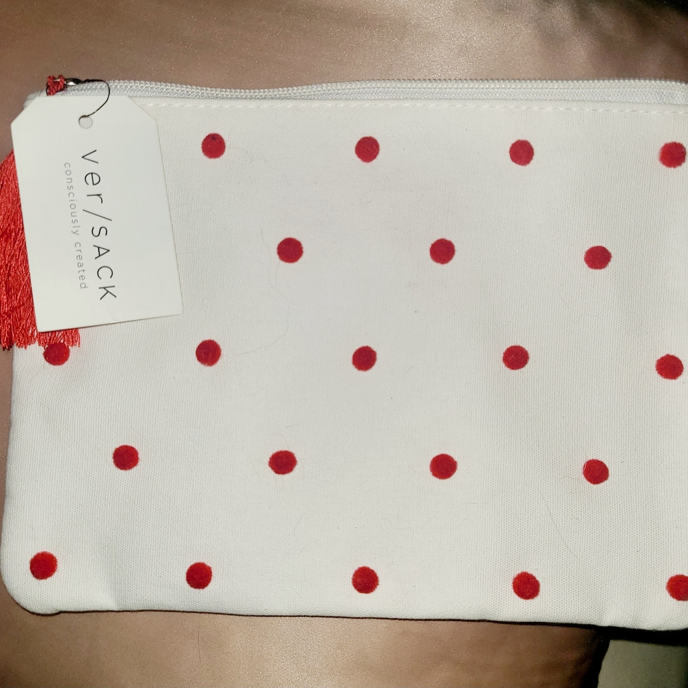 White and Red Polka Dot Pouch